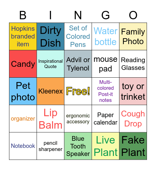 What's on Your Desk? Bingo Card