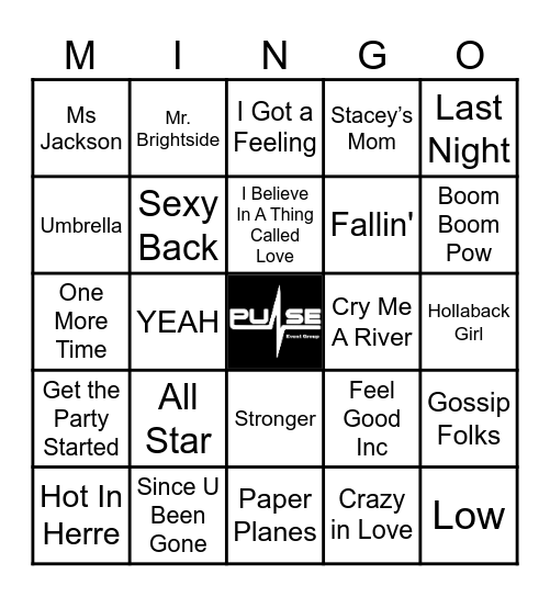 2000's Pop Titles 1 Bingo Card