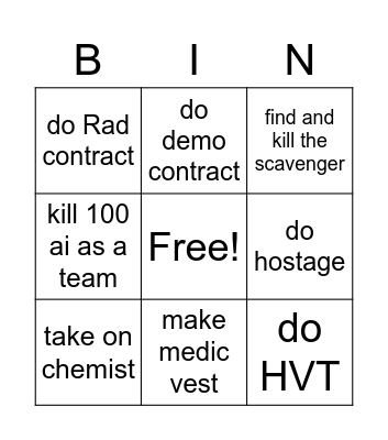 DMZ Bingo! Bingo Card
