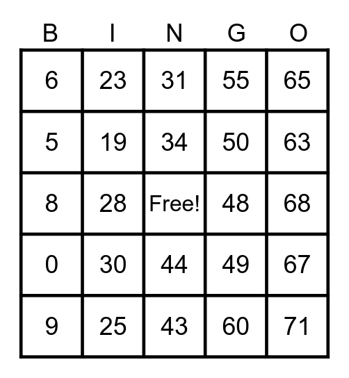 BINARY BINGO! Bingo Card