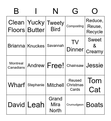 Tom's Favourite Things! Bingo Card