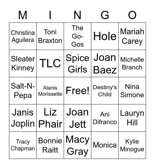 Powerhouse Women Bingo Card