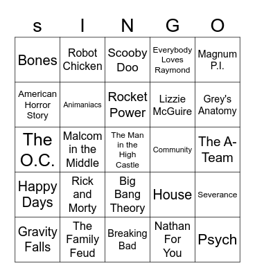 TV Show Themes Bingo Card