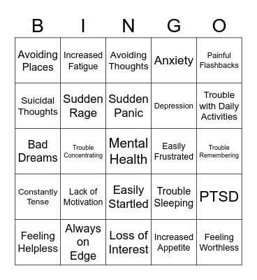 Mental Health Awareness Bingo Card