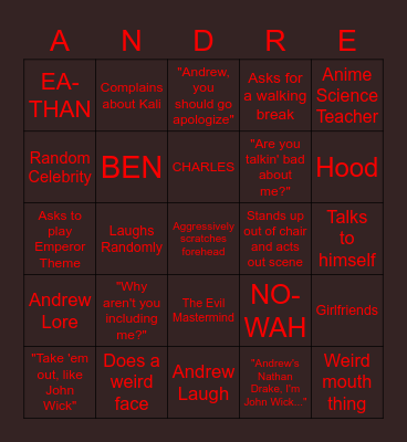 Emperor Bingo Card