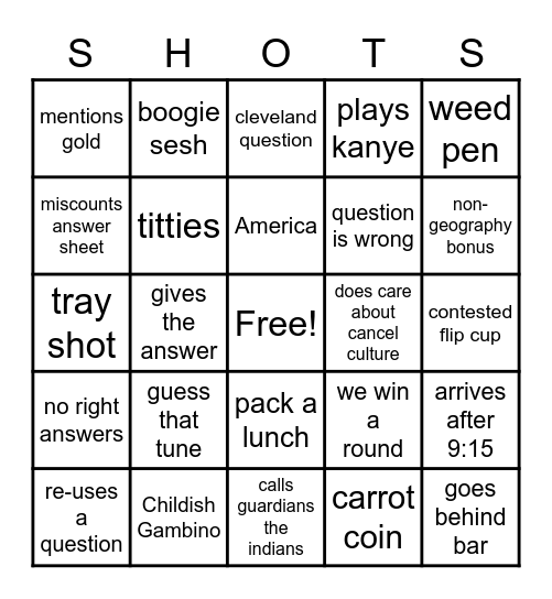 Pack a Lunch Bingo Card