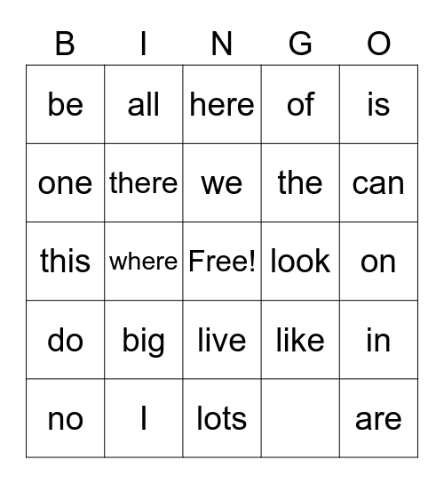 1G #13 BINGO Card