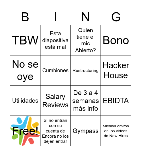 Encora AllHands Bingo Card