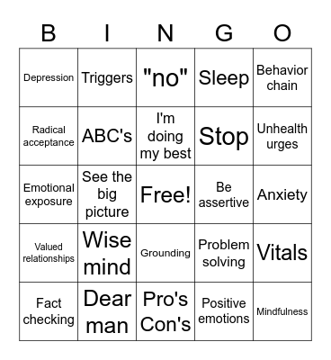 DBT BINGO Card