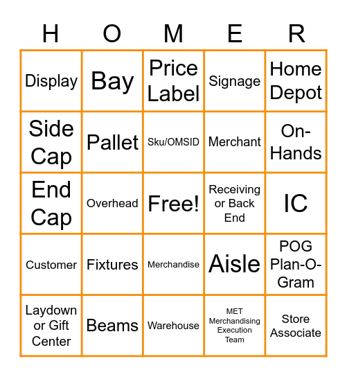 IC Tour - Homer Bingo Card