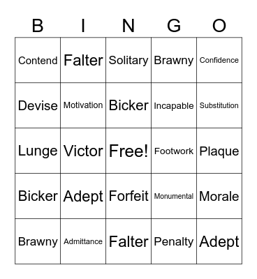 Vocabulary Bingo Card