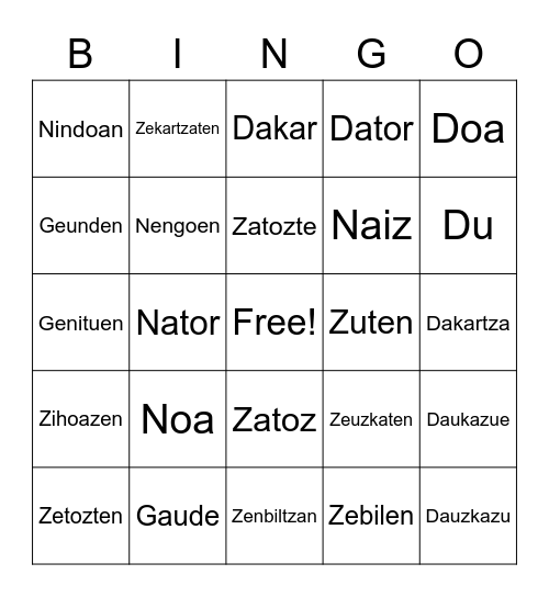 Untitled Bingo Card