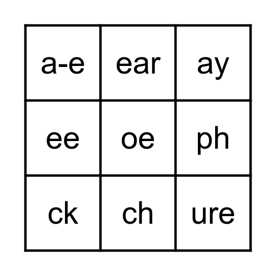 Phonics Friday - 24/4/23 Bingo Card