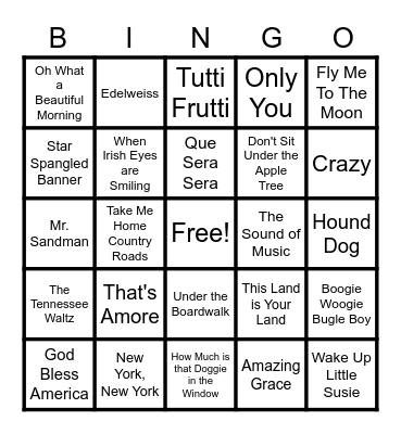 Musical BINGO! Bingo Card