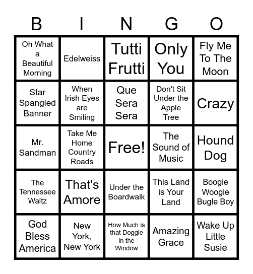 Musical BINGO! Bingo Card