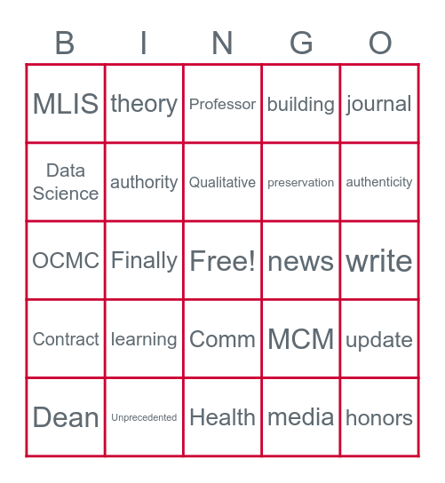 SC&I Honors Day Bingo! Bingo Card