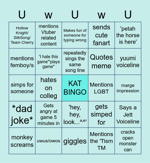 Kat Bingo Card