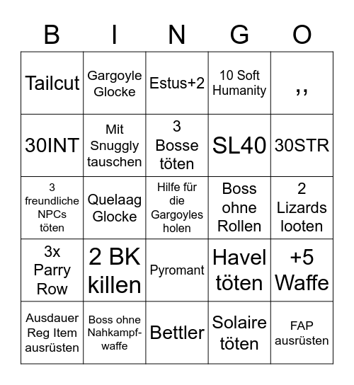 Dark Souls Bingo Card