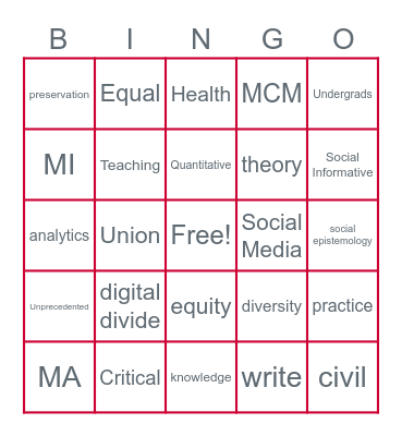 SC&I Honors Day Bingo! Bingo Card