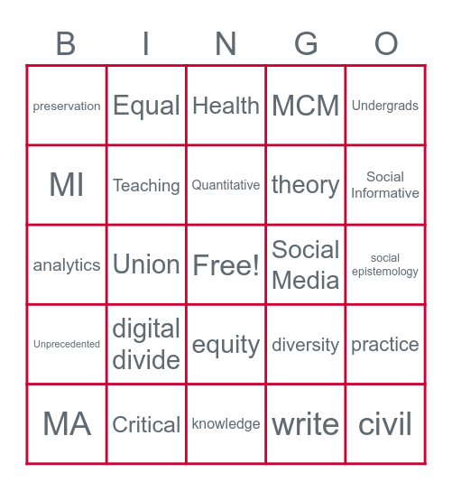 SC&I Honors Day Bingo! Bingo Card