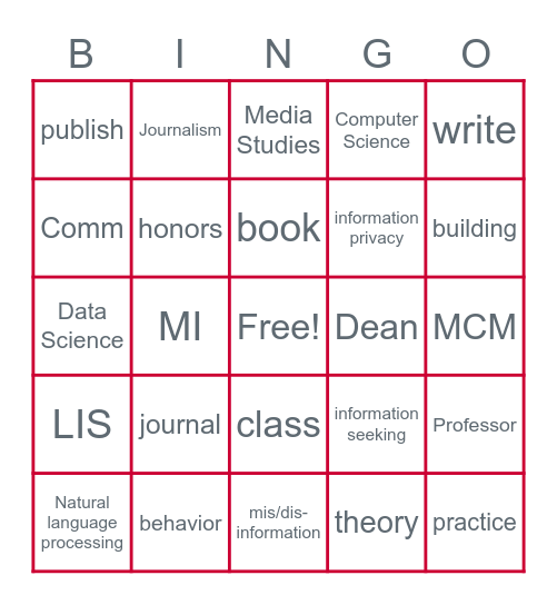 SC&I Honors Day Bingo! Bingo Card