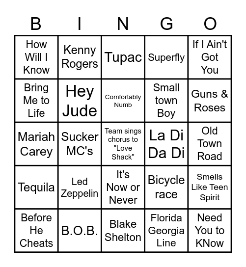 HAVEN'S Music Trivia Bingo Card