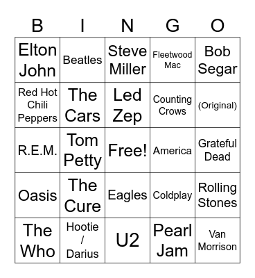 Guitar Guy Bingo Card