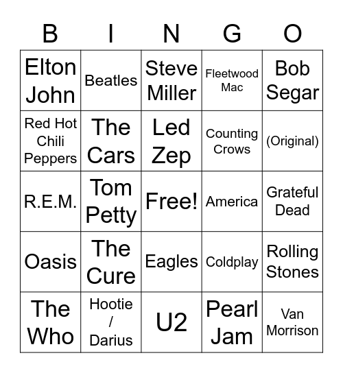 Guitar Guy Bingo Card