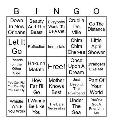 Disney 2 Bingo Card