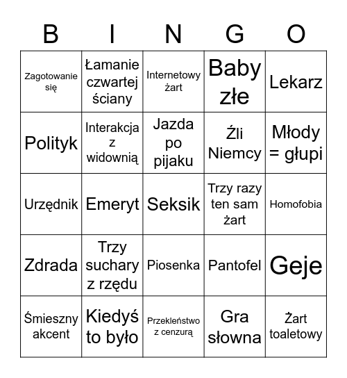 Polskie Kabarety Bingo Card