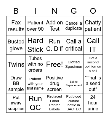 Lab Week Bingo Card