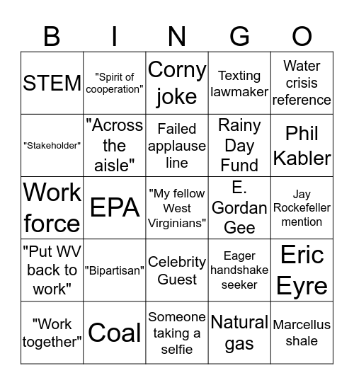 State of the State Bingo Card