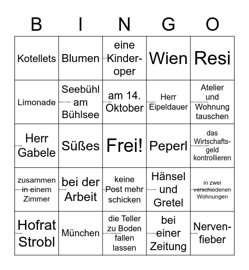 Das doppelte Lottchen bis durch das 9. Kapitel Bingo Card