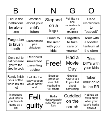 Parent Bingo Card