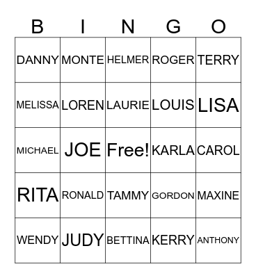 NICHOLS FAMILY REUNION Bingo Card