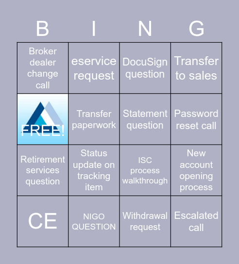 Advisor Services Bingo Card