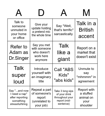 Dare Bingo Card