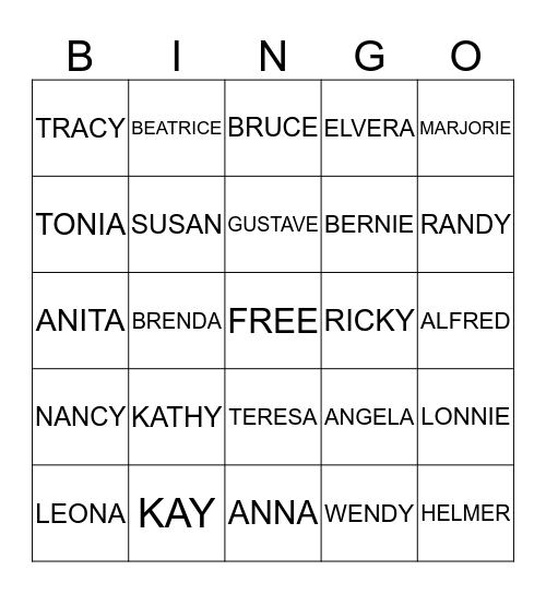 NICHOLS FAMILY REUNION Bingo Card