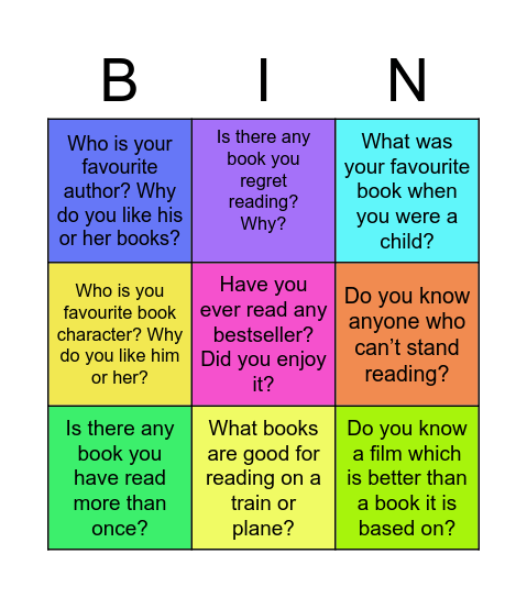 Let`s talk about books! Bingo Card