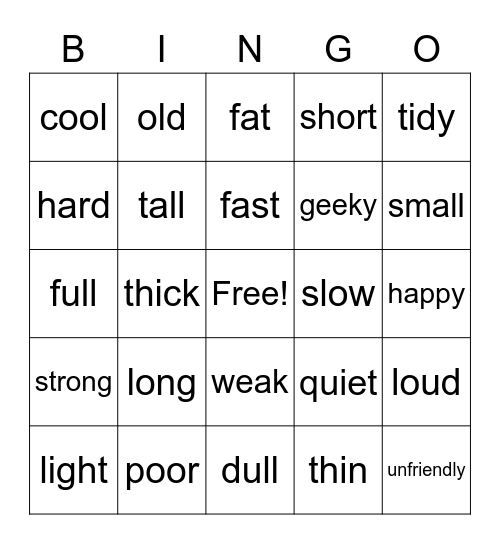 Review Bingo Card