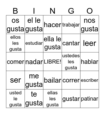 spanish bingo Card