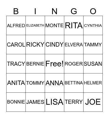 NICHOLS FAMILY REUNION Bingo Card