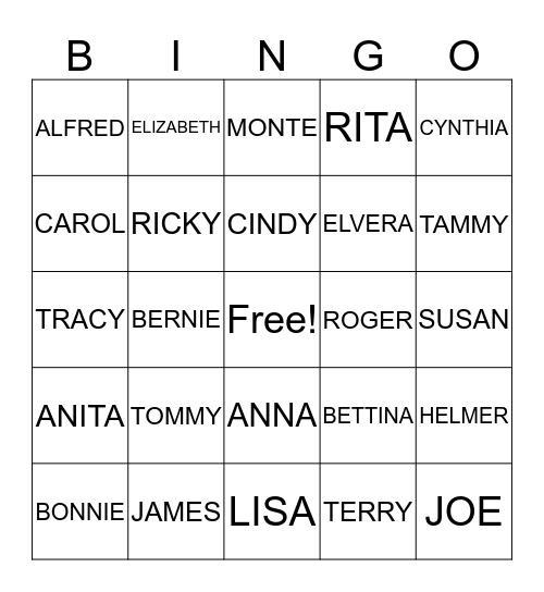 NICHOLS FAMILY REUNION Bingo Card