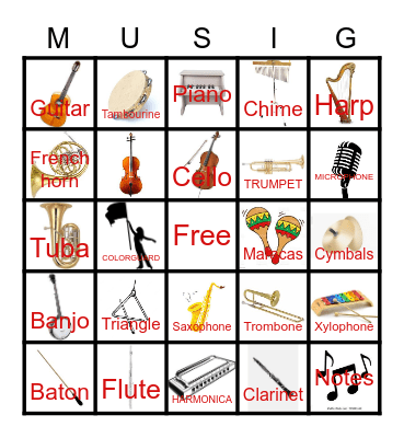 MUSIC BINGO Card