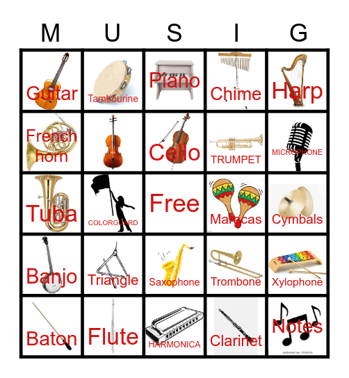 MUSIC BINGO Card