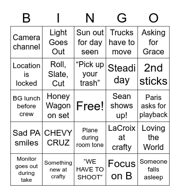 Johnson S4 Bingo Card