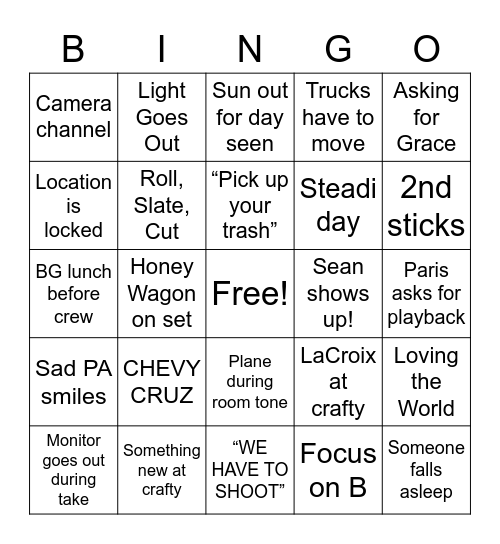 Johnson S4 Bingo Card