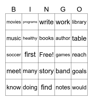 Bingo 2.1 Bingo Card