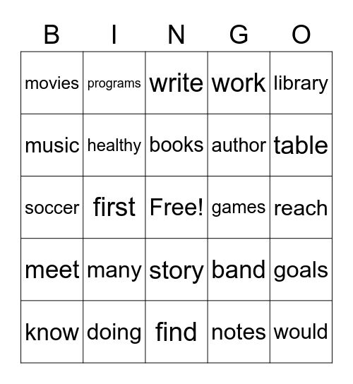 Bingo 2.1 Bingo Card