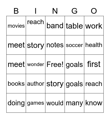 Bingo 2.1 Bingo Card